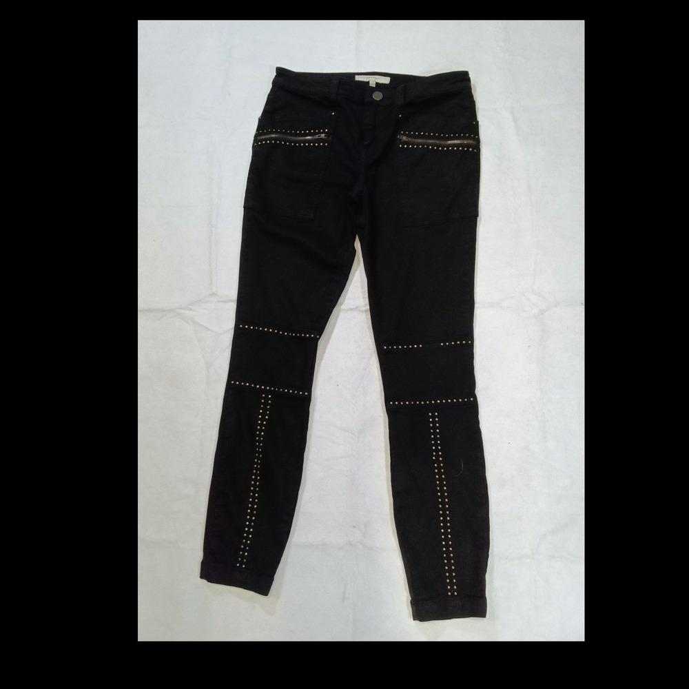 Joie Women's Skinny Jeans Black Solid Denim Studded Zipper 5-Pocket